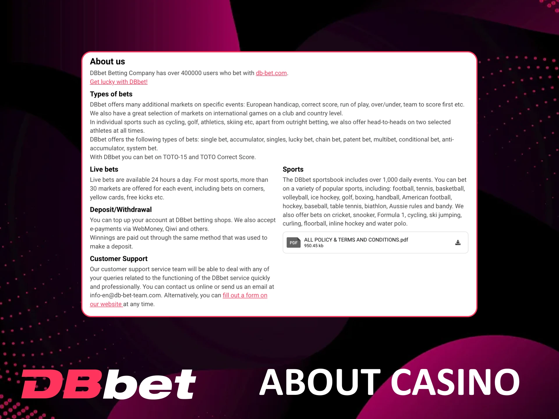 Dbbet online casino ensures the safety of its players.