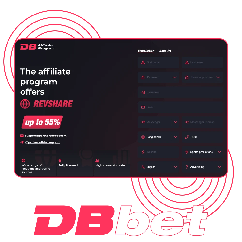 Join the Dbbet online casino affiliate program.
