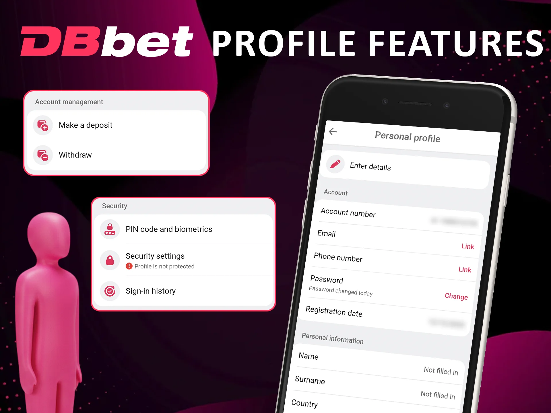 Manage User Profile Features in Dbbet App.