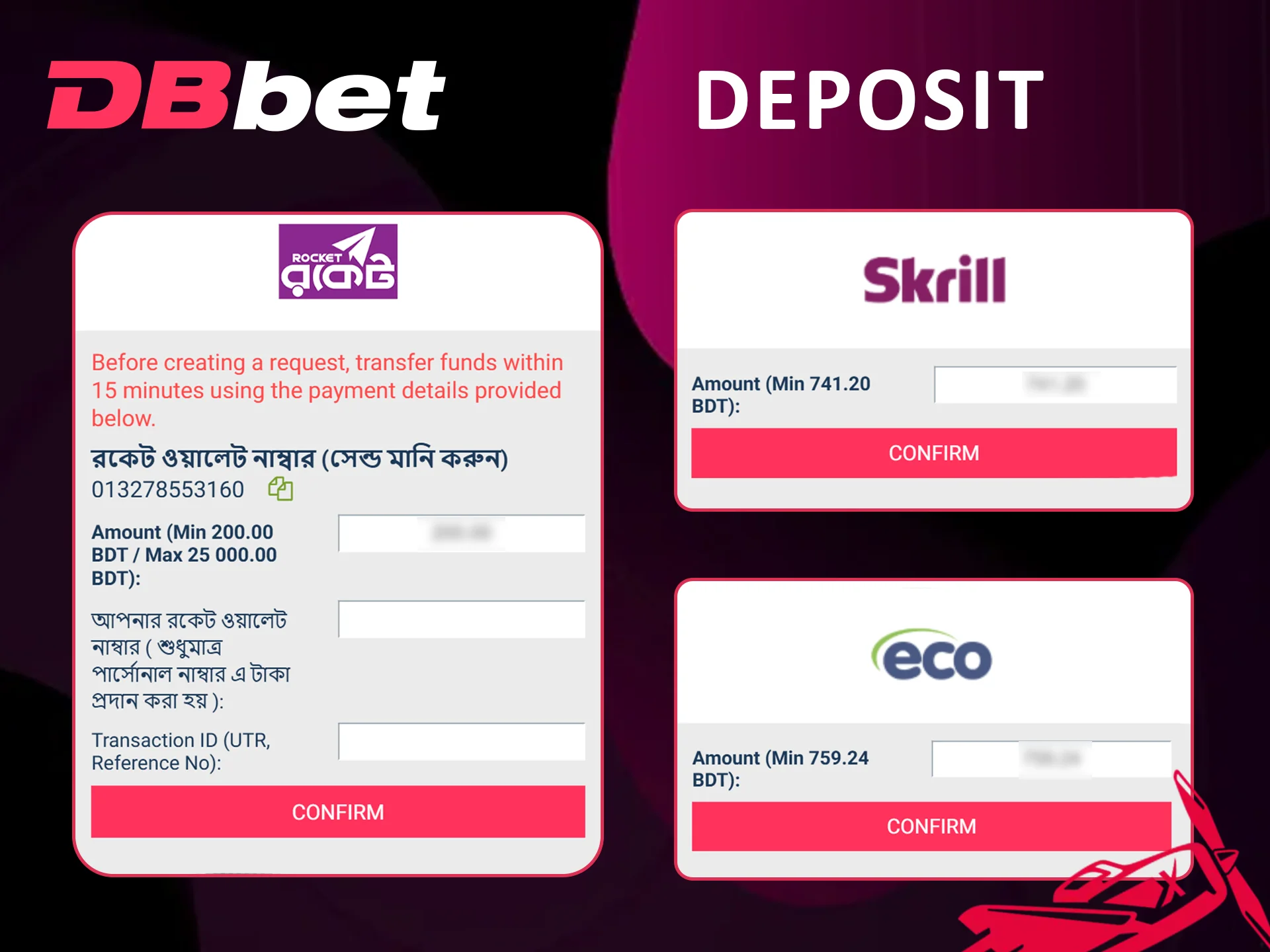 Fund your Dbbet account to play Aviator.