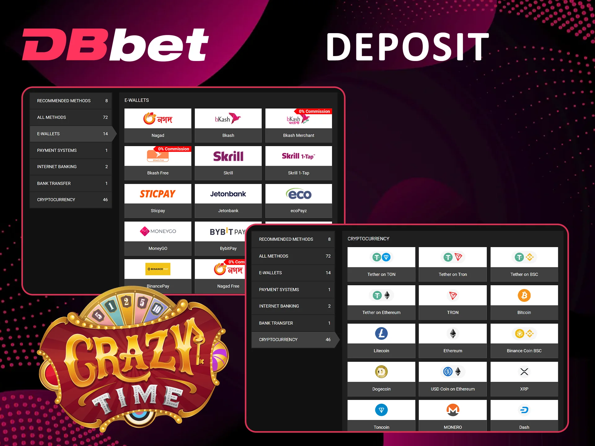 Top up your Dbbet Crazy Time balance.