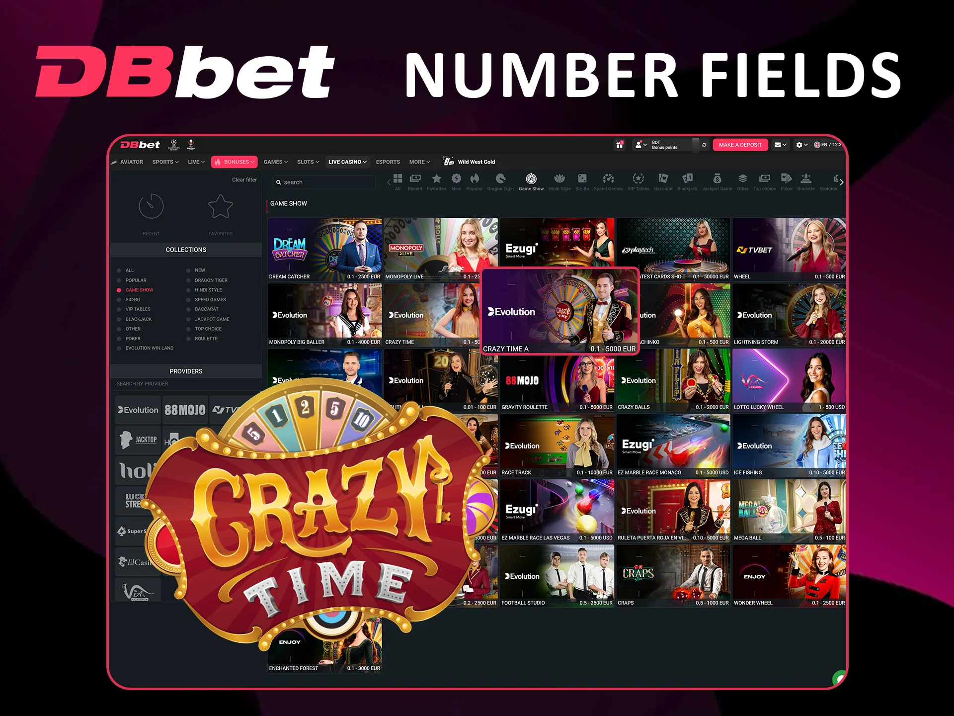 Understanding Crazy Time number bets at Dbbet.