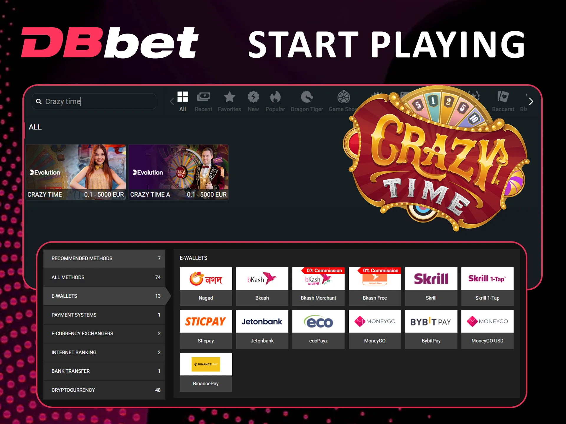 Start playing Crazy Time at Dbbet today.
