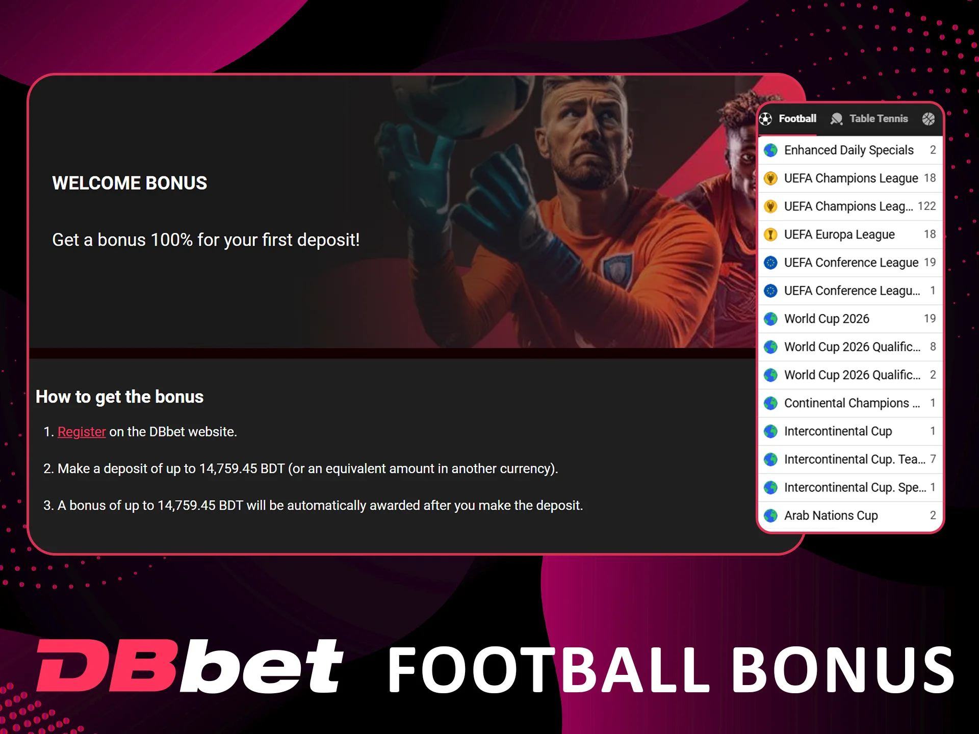 Claim Dbbet football bonuses in Bangladesh now.
