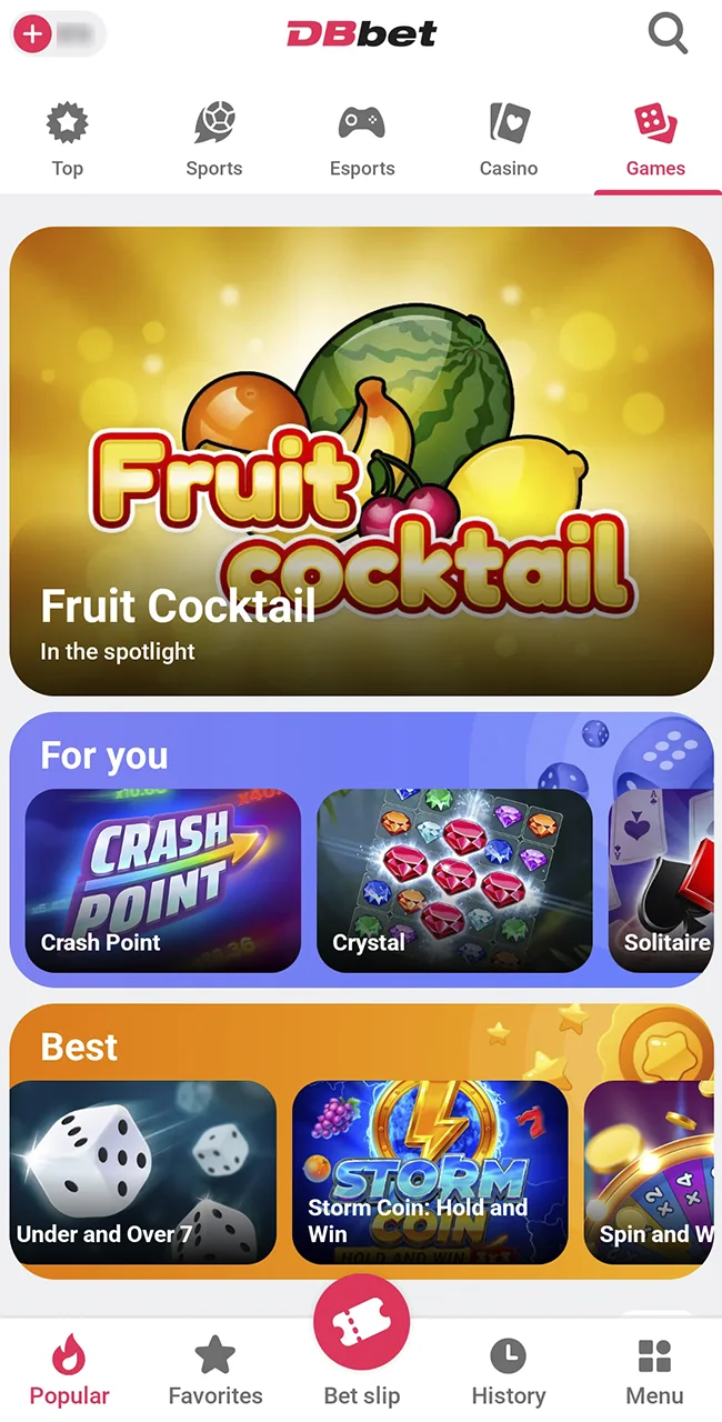 Start Playing games and betting on Dbbet.