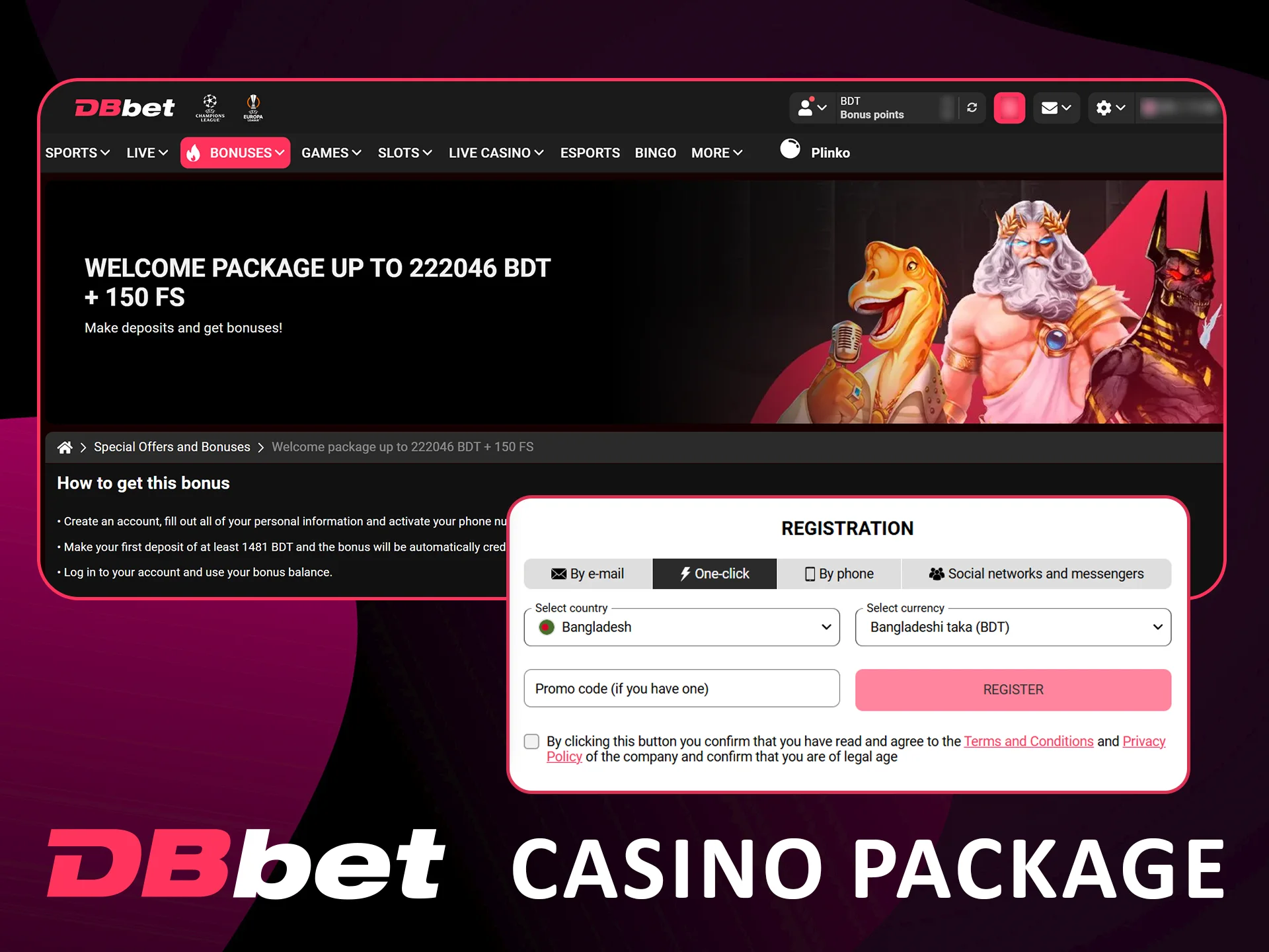 Get the Dbbet Casino Welcome Package now.
