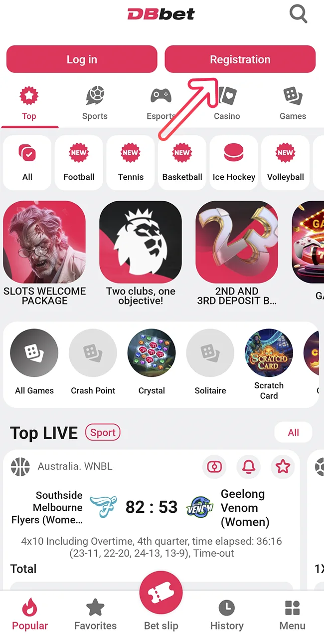 Find the Dbbet registration button in Bangladesh.