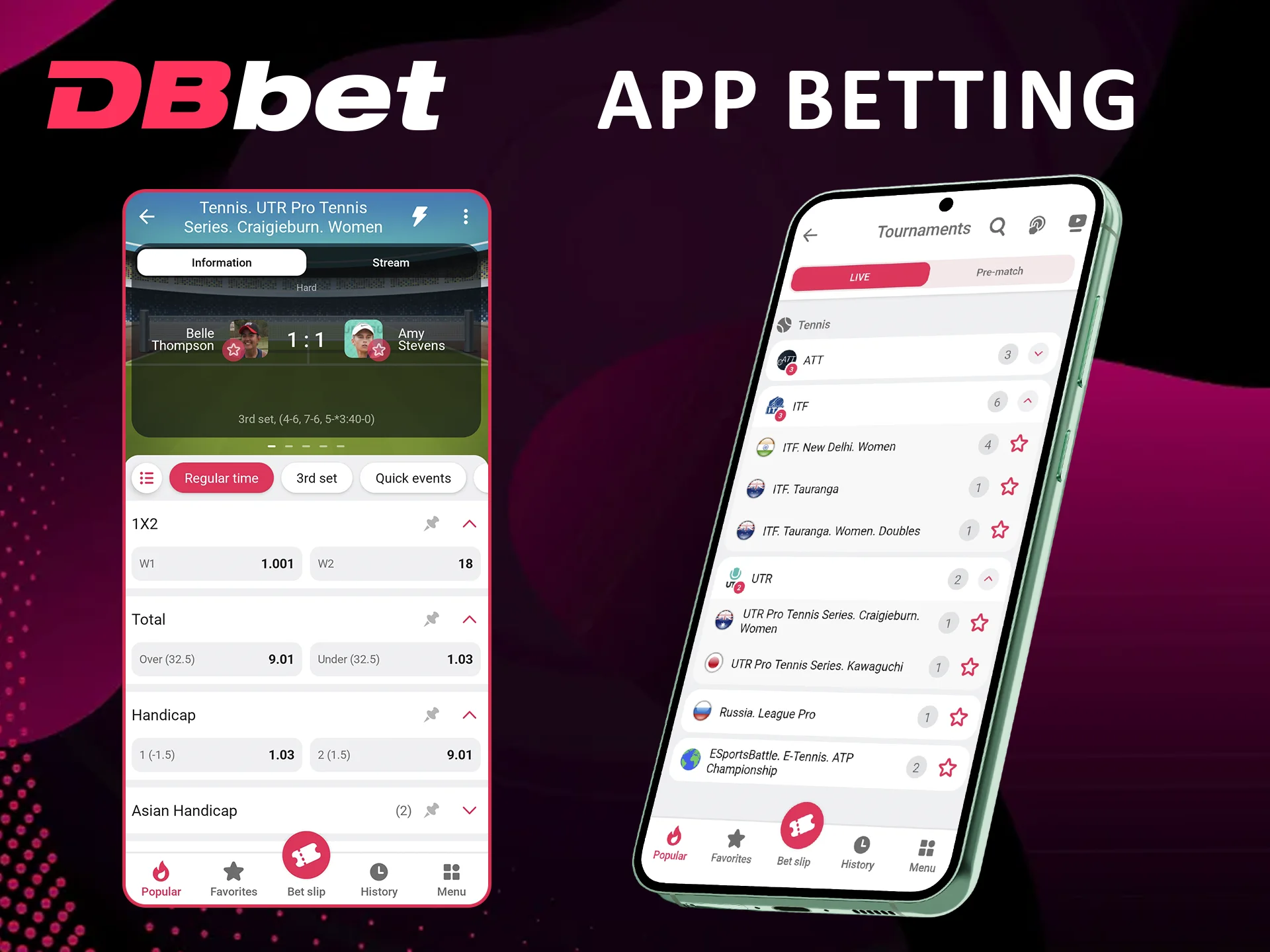 Use Dbbet app for tennis betting now.