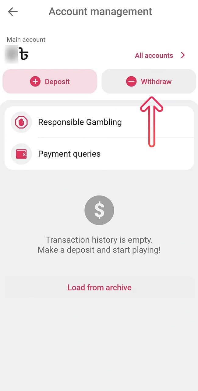 Find the Dbbet cash out area easily.