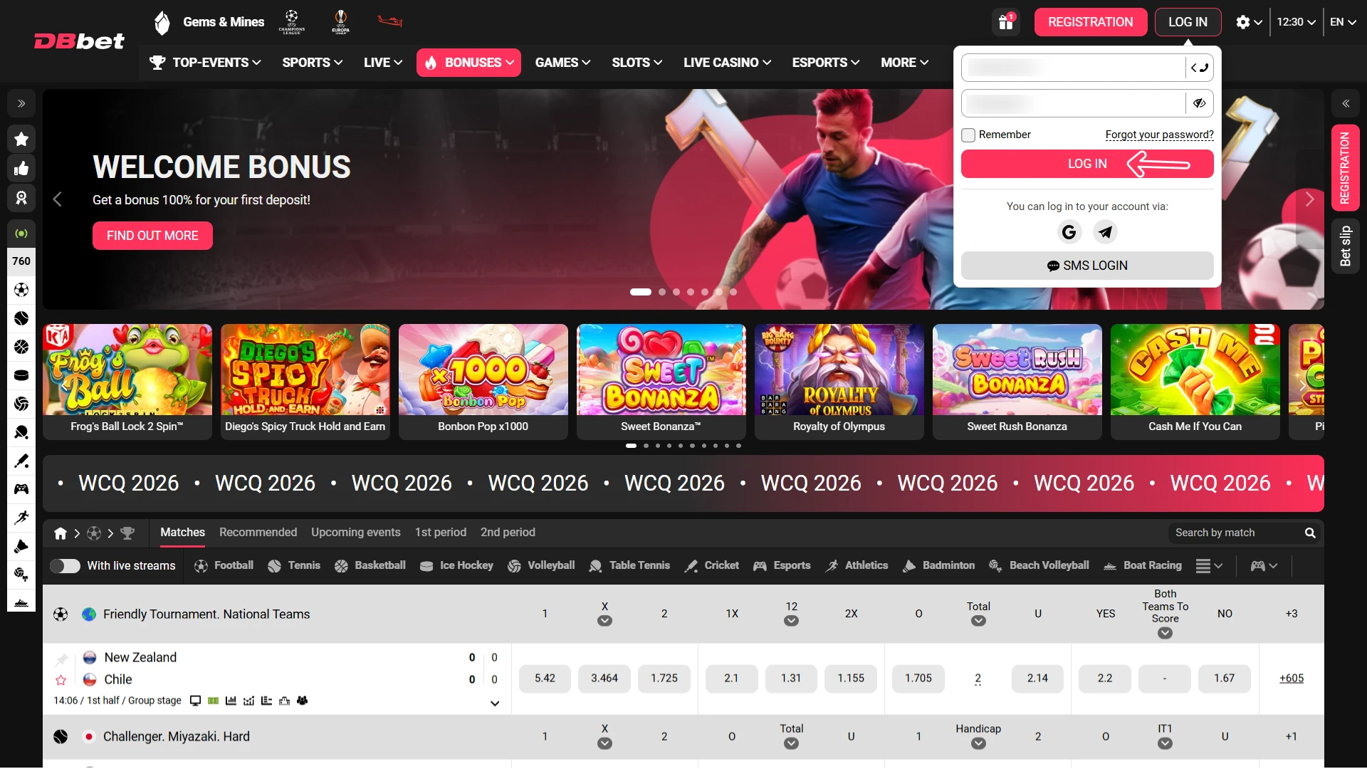 Log in to your personal profile for Dbbet CS2 Betting.