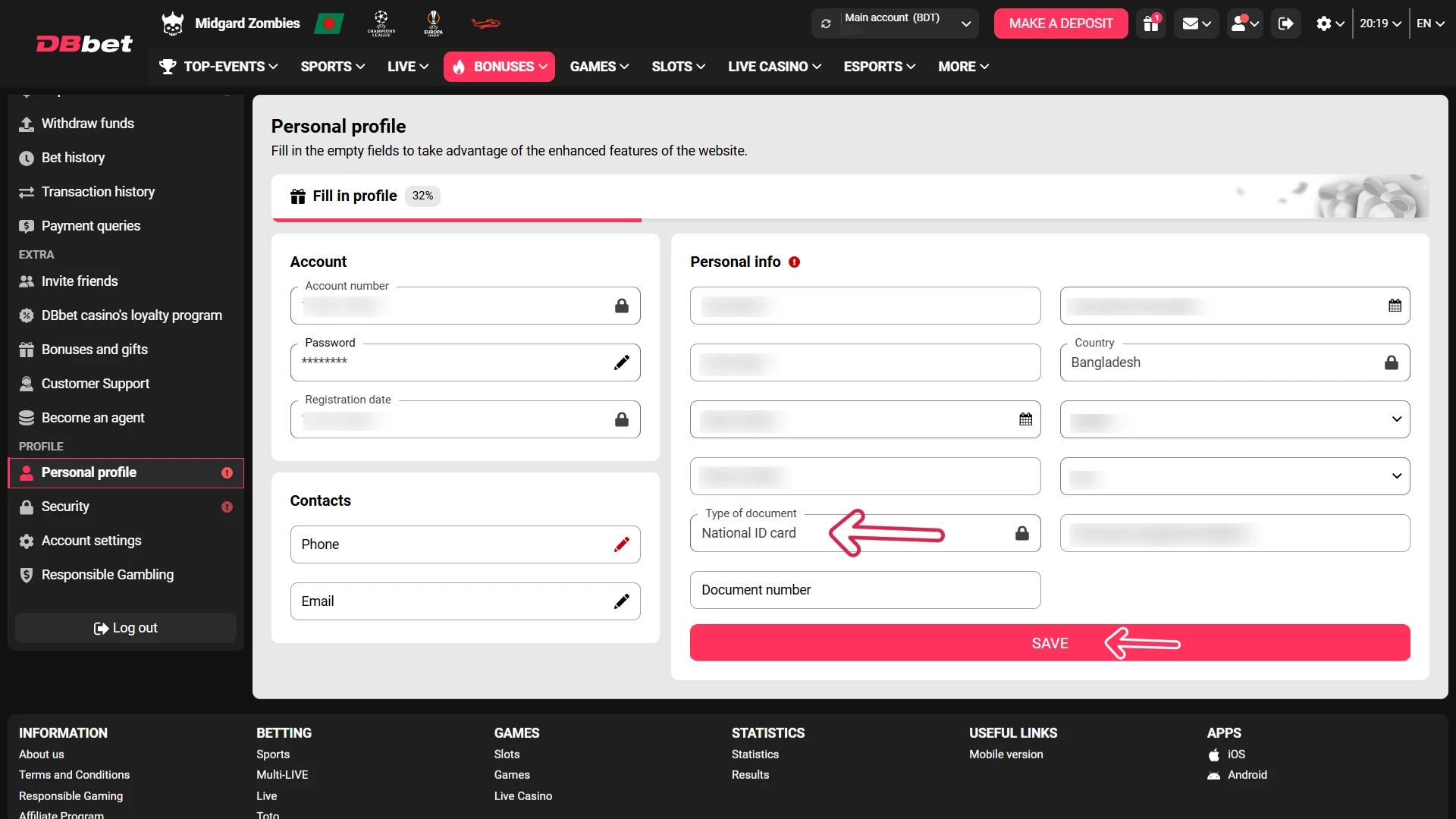 Complete the verification process for Dbbet League of Legends Betting.